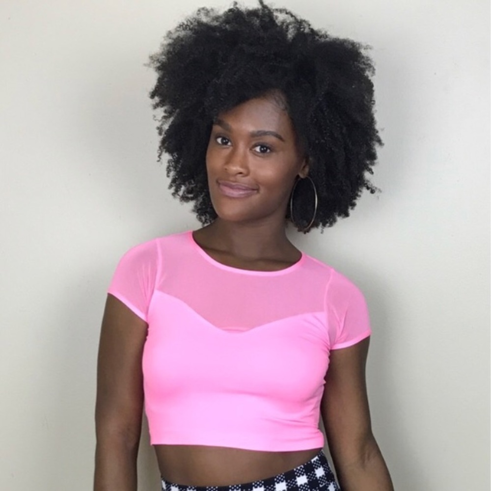 💗 Lyza Seamless Short Sleeve Mesh Crop Top - Pink
